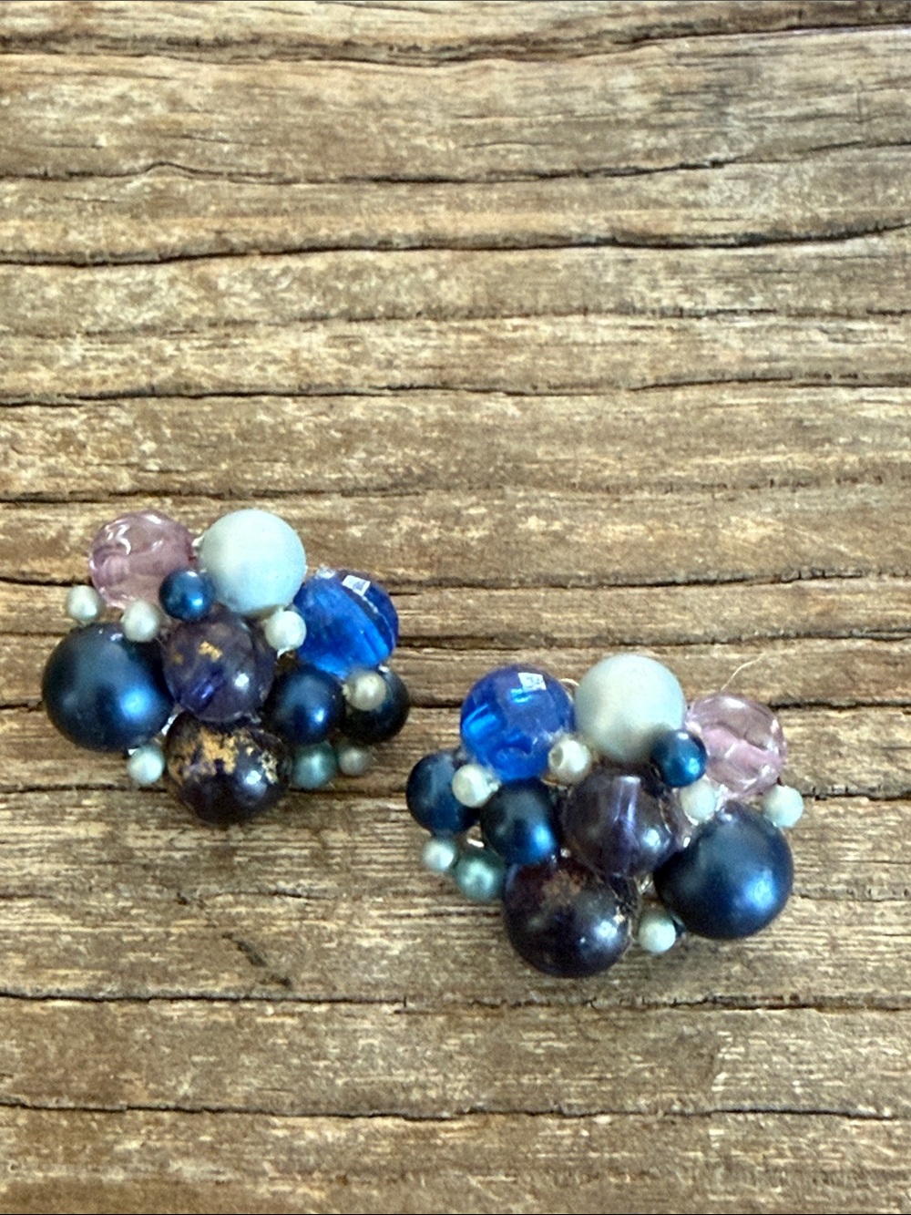 Vintage blue clip on earrings